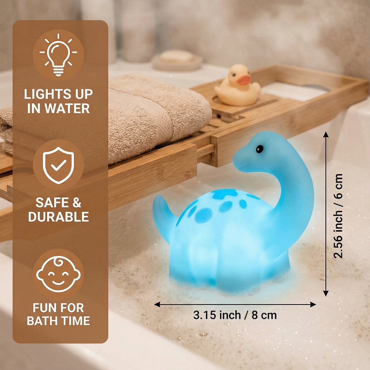 LED Color Changing Dinosaur Bath Toys with Automatic Light Cycling and Sealed Design