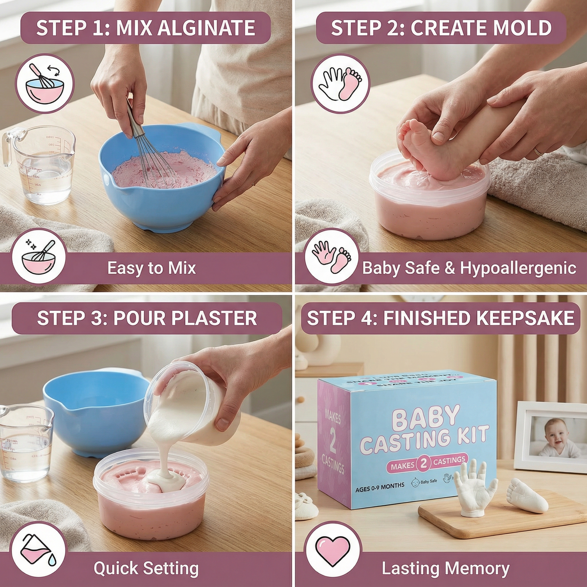 Newborn Hand and Footprint Imprint Kit with Complete Materials and Instruction Guide
