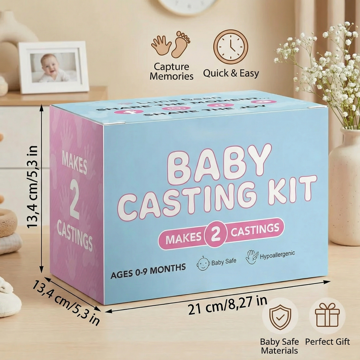 Newborn Hand and Footprint Imprint Kit with Complete Materials and Instruction Guide
