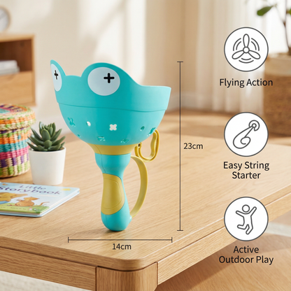 Frog Shaped Propeller Launcher with Pull String and Six Colored Propellers