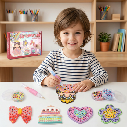 Bead Painting Set for Kids with Design Templates and Colored Beads