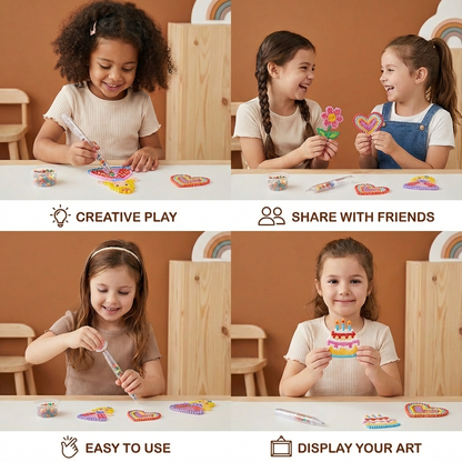 Bead Painting Set for Kids with Design Templates and Colored Beads