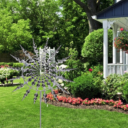Metal Wind Spinner with 18 Rotating Blades and Ball Bearing Design, 39 Inch Height