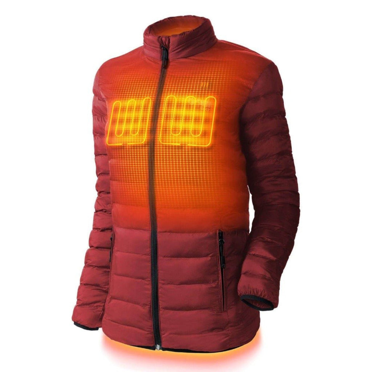 Womens Rechargeable Heated Puffer Coat with Three Heat Zones and Elastic Cuffs for Winter