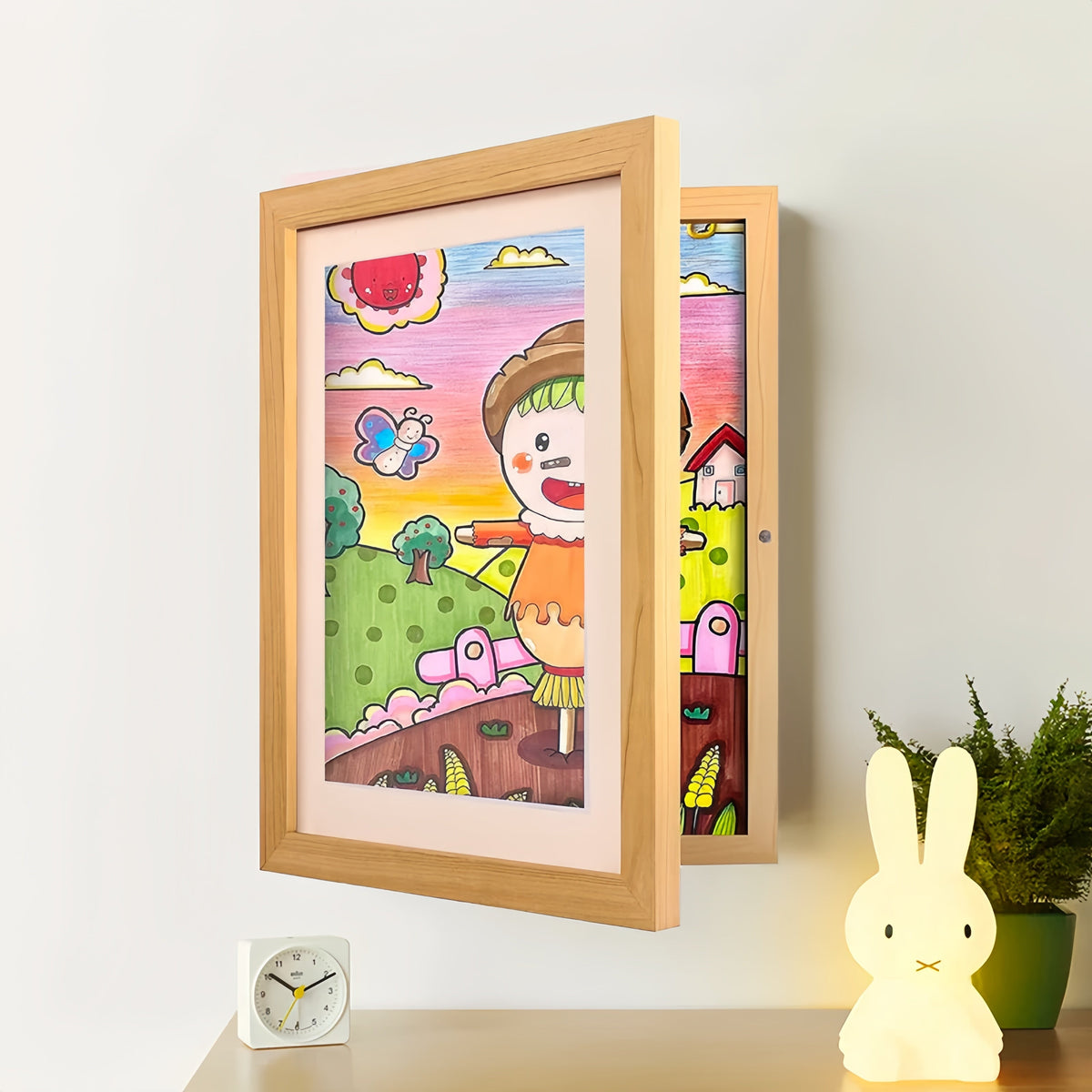 Magnetic Artwork Display Frame for Wall with 150 Sheet Storage Capacity