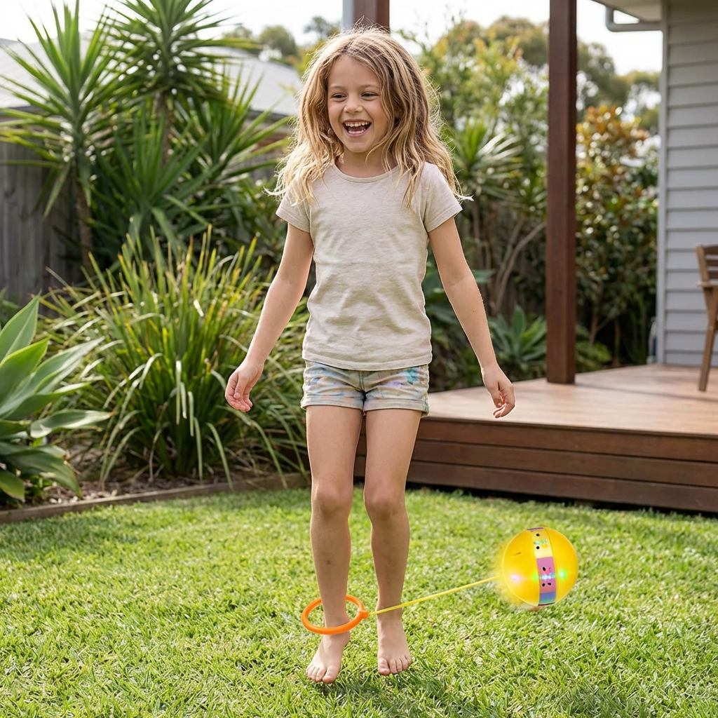 Ankle Bounce Ball with Motion Activated LED Lights and Adjustable Strap